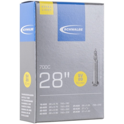 Камера Schwalbe 28/700, спорт ниппель 50мм, SV20 Extra Light, (18/25-622/630), 05-10400103