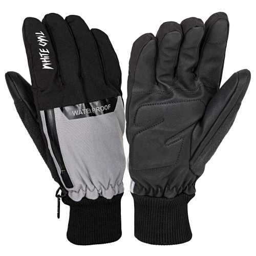 Перчатки зимние White Owl 09-1549, утепленные, с кормашком, серый-черный