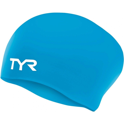 Шапочка для плавания TYR Long Hair Wrinkle-Free Silicone Cap, голубая