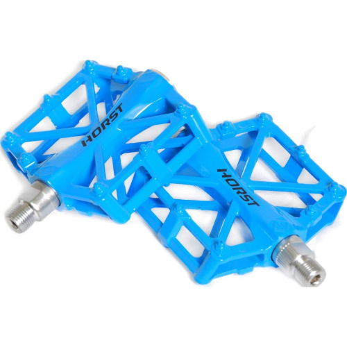 Педали алюминиевые H32 HORST, литые, широкие, с шипами, 92х95х15мм, синий