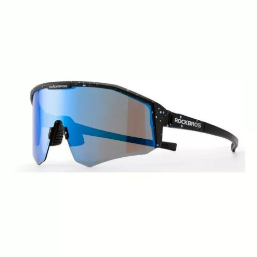 Очки велосипедные Rockbros, оправа черная, линзы с поляризацией голубые, RB_14130001001, черный