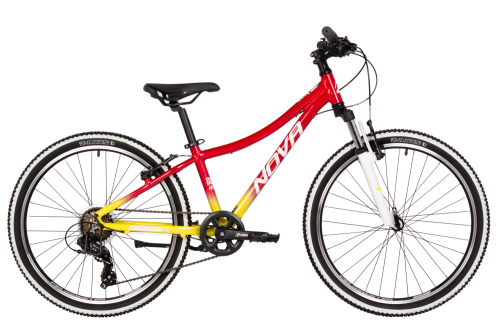 Велосипед Novatrack Katrina 7.V 24 (2025), рама 12" (130-155 см), желтый-красный