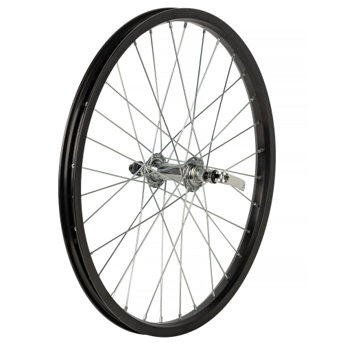 Колесо 20" переднее, одинарный алюм.обод 32H, стал. втулка с насып. полшип., эксц., черный