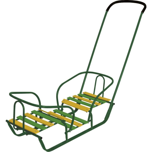 Санки СД/З2 /Ника/ д/двойняшек, спинка, толкатель, зеленый, зеленый