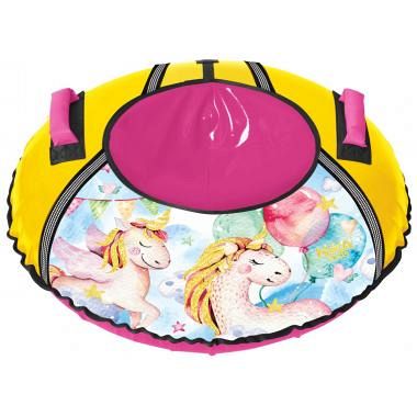 Тюбинг 95 см с единорогом, желто-фиолетовый
