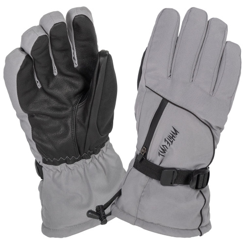 Перчатки зимние White Owl 09-1550, утепленные, с кормашком, затяжкой в кисти и резинками в манжетах, серый-черный