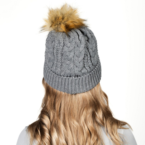 Шапка модель DRC22HK072, светоотражающая, серый с бежевым