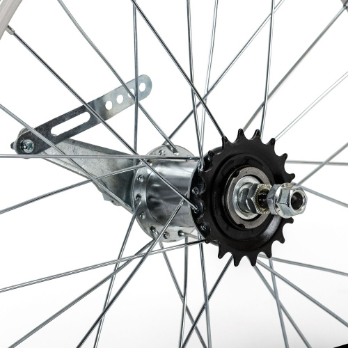 Колесо 18" заднее(без резины), одинарный алюм.обод 28 отв, втулка сталь DACHAN, гайка