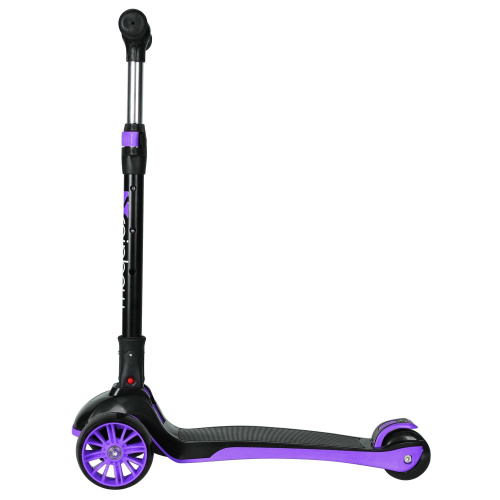 Самокат детский Novatrack Rainbow 120 BB (2025) со светящимися колёсами, черный-фиолетовый