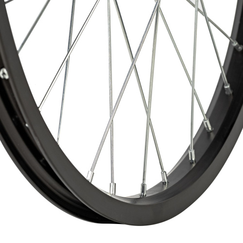 Колесо 20" переднее, одинарный алюм.обод 32H, стал. втулка с насып. полшип., эксц., черный