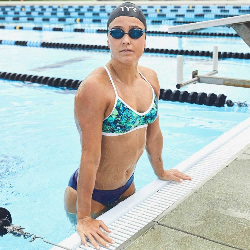 Топ купальника TYR Malibu Crosscut Tieback, голубой