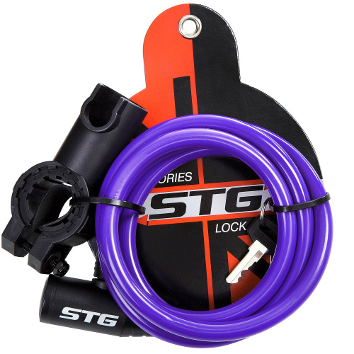Велозамок STG CL-810 на ключе 10 мм х150 см, фиолетовый